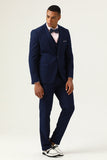 3 Piezas Azul Marino Slim Fit Trajes Para Hombre