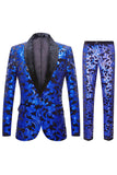 Azul Real Lentejulas 2 Piezas Trajes Masculinos