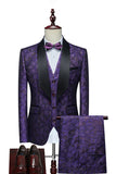 Chal Solapa Jacquard Blanco 3 Piezas Trajes De Hombre