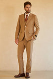 Marrón 3 Piezas Trajes de Boda