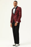 Rojo Jacquard Blazer de Fiesta