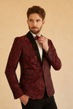 Blanco Solapa Redonda Jacquard Blazer de Fiesta