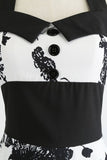 Halter Estampado Vestido de la década de 1950 Con Botón Blanco