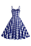 Correas de Espagueti Vestido Vintage A Cuadros