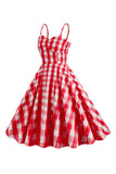 Correas de Espagueti Vestido Vintage A Cuadros