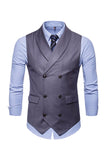 Chaleco de traje de hombre de solapa de doble pecho negro