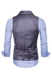 Chaleco de traje de hombre de solapa de doble pecho negro