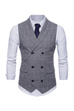 Gris Doble pecho Chal Solapa Hombre Traje Chaleco