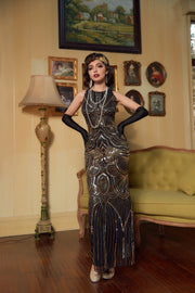 Negro Dorado Vestido de la década de 1920