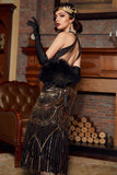 Negro Marfil 1920s Vestido Largo