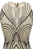 Negro Marfil 1920s Vestido Largo