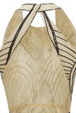 Negro Marfil 1920s Vestido Largo