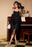 Rojo Espagueti Correas 1920s Vestido
