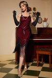 Rojo Espagueti Correas 1920s Vestido