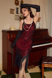 Rojo Espagueti Correas 1920s Vestido