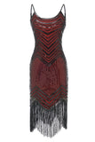 Tirantes de espagueti Albaricoque Negro Vestido de la década de 1920