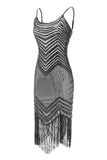 Bodycon Negro Plata Lentejuelas Vestido 1920s