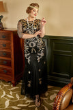 1920s vestido negro dorado talla grande