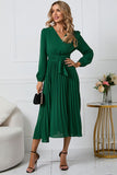 Vestido Casual con Volantes Verde Manga Larga