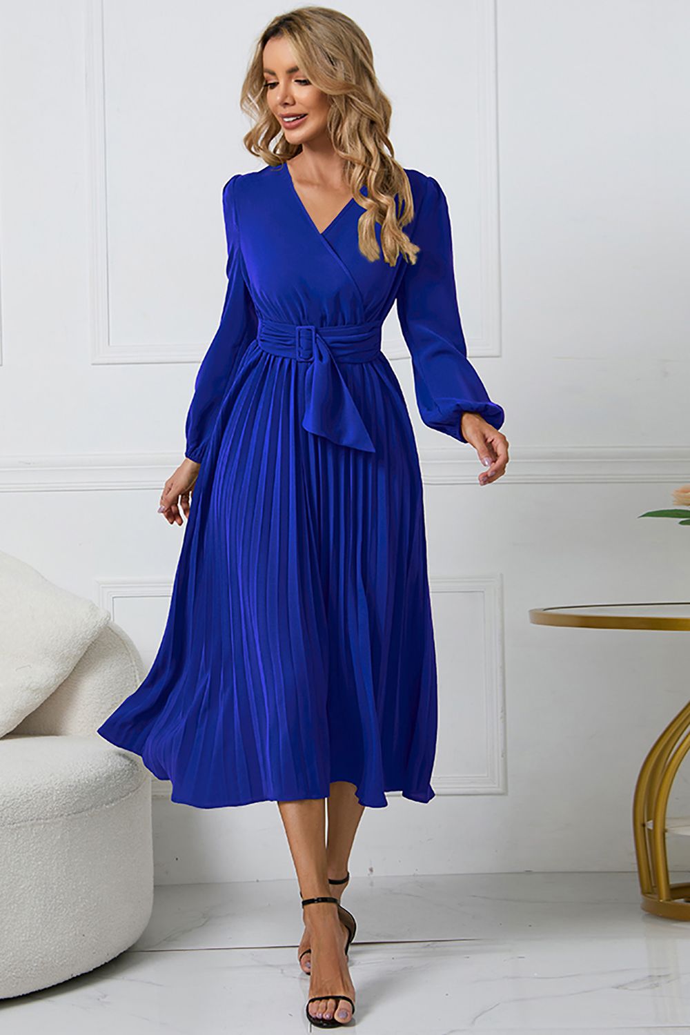 Vestido Casual con Volantes Verde Manga Larga