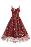 A Línea Negro 1950s Vestido Con Bordado