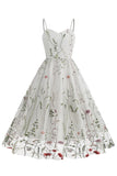 A Línea Negro 1950s Vestido Con Bordado