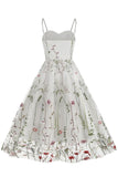 A Línea Negro 1950s Vestido Con Bordado