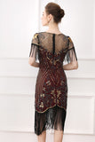 Lentejuelas negras Bodycon 1920s Vestido con flecos