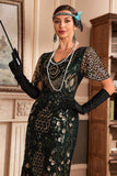 Vestido rojo de Gatsby con flecos en V de la década de 20 con lentejuelas