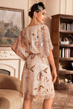 Vestido de lentejuelas negras con mangas de murciélago de la década de 1920