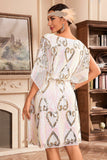 Vestido negro de lentejuelas brillantes de la década de 1920 con mangas de murciélago