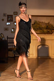 Negro 1920s Vestido Tirantes de Espagueti