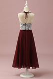 Vestido Dama de Honor Junior Halter Borgoña