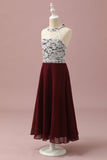 Vestido Dama de Honor Junior Halter Borgoña