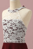 Vestido Dama de Honor Junior Halter Borgoña
