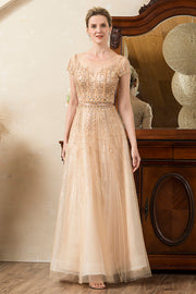 Vestido de Madrina Con Cuentas Dorado