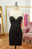 Ajustado Púrpura Vestido Corto de Cóctel con apliques