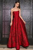 Vestido de fiesta largo largo de princesa sin tirantes elegante sin tirantes de una línea con flores 3D