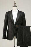 Peak Lapel One Button Dark Blue Jacquard Trajes de fiesta de boda para hombres