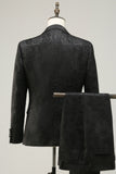 Peak Lapel One Button Dark Blue Jacquard Trajes de fiesta de boda para hombres