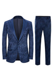 Silm Fit Peak Lapel Light Pink Jacquard Trajes de bienvenida para hombre