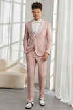 Silm Fit Peak Lapel Light Pink Jacquard Trajes de bienvenida para hombre