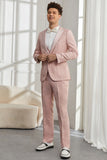 Silm Fit Peak Lapel Light Pink Jacquard Trajes de bienvenida para hombre
