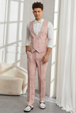 Silm Fit Peak Lapel Light Pink Jacquard Trajes de bienvenida para hombre