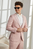 Silm Fit Peak Lapel Light Pink Jacquard Trajes de bienvenida para hombre