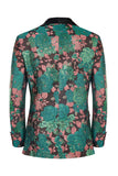 Verde Solapa de Chal Jacquard Floral Traje de Fiesta