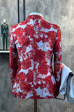 Rojo Floral Jacquard 2 piezas Hombres Trajes de graduación