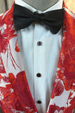 Rojo Floral Jacquard 2 piezas Hombres Trajes de graduación