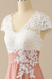 Apliques cuello en V Madre de Vestido de novia manga corta