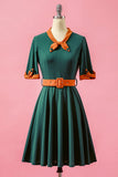 vestido de fiesta verde con cuello en V